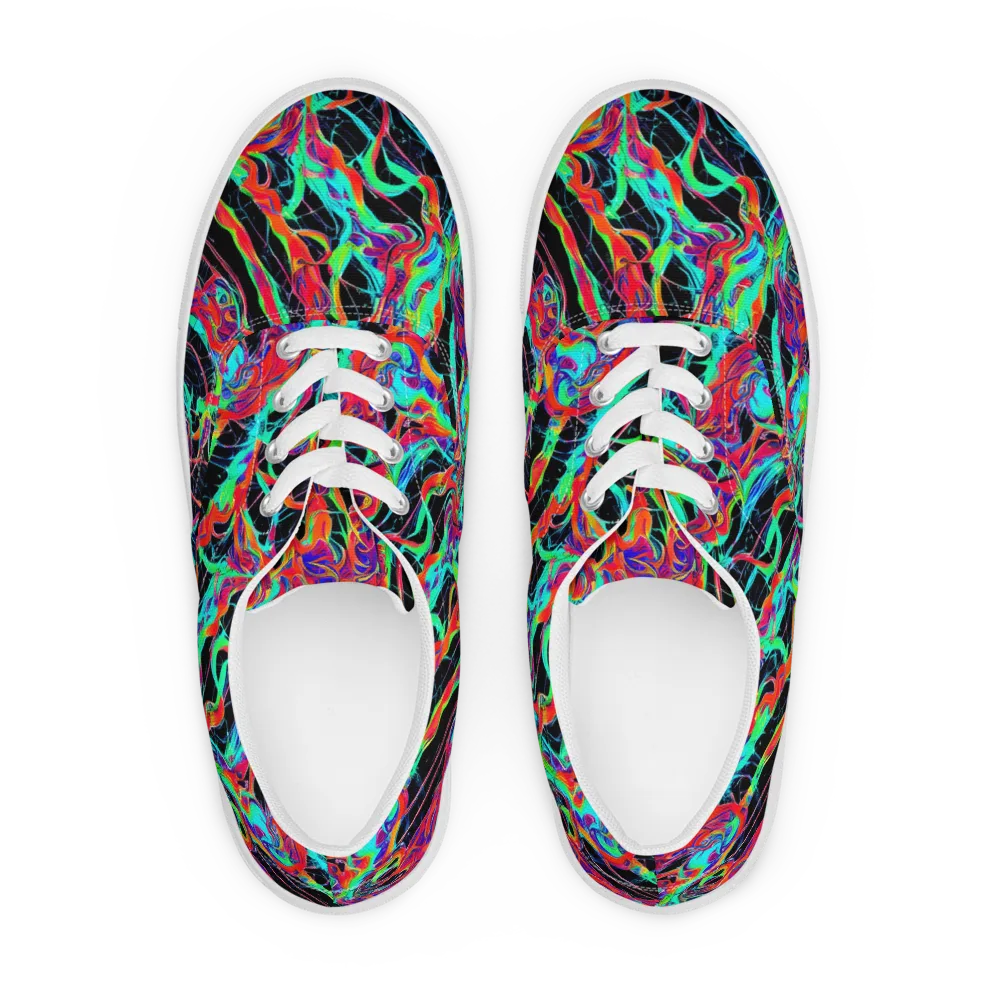 Fluorescent Rapture on Men's Lace-Up Canvas Shoes — Front