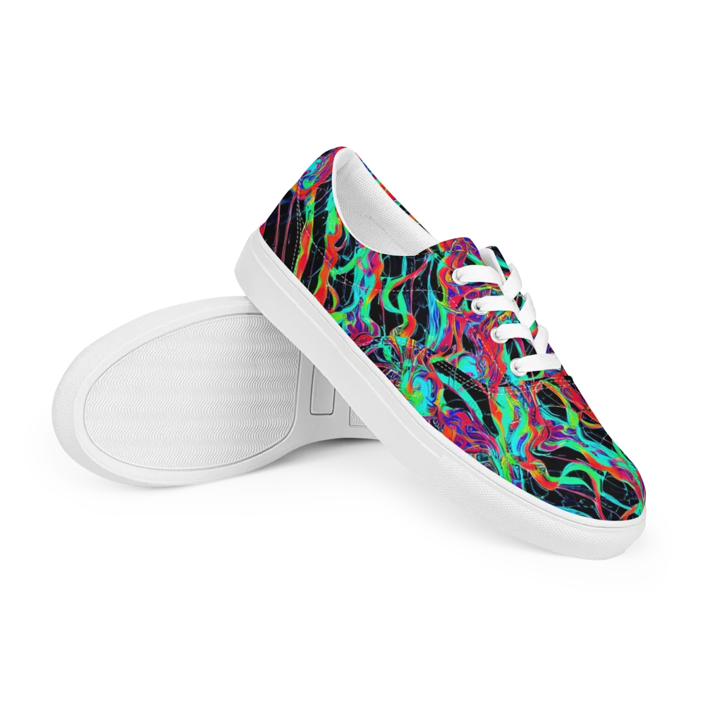Fluorescent Rapture on Men's Lace-Up Canvas Shoes — Right Front