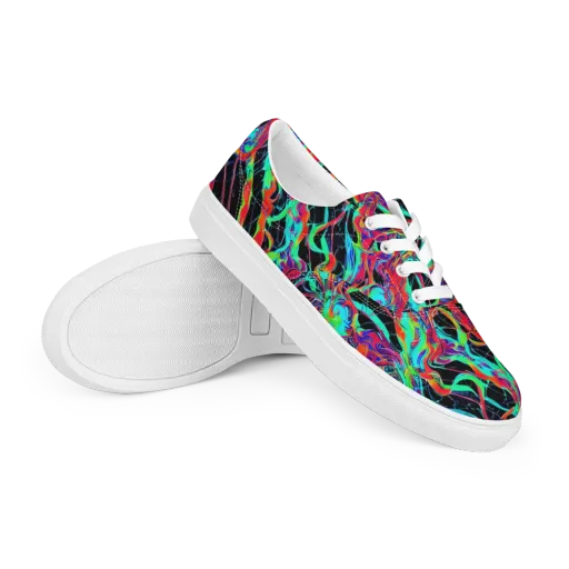 Fluorescent Rapture on a Men's Lace-Up Canvas Shoes