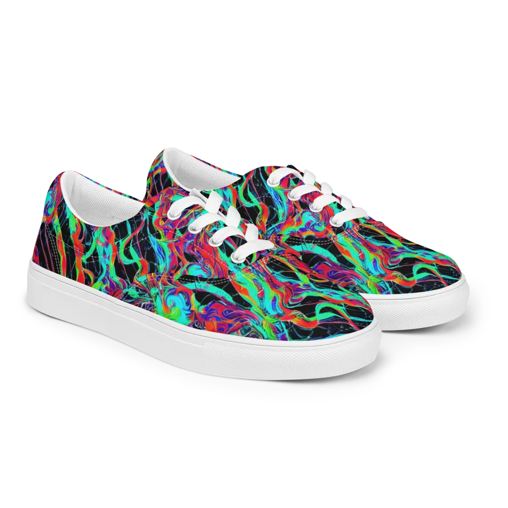 Fluorescent Rapture on Men's Lace-Up Canvas Shoes — Right Front