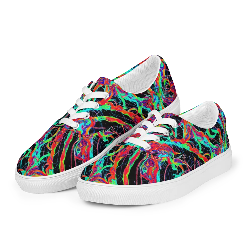 Fluorescent Rapture on Men's Lace-Up Canvas Shoes — Left Front