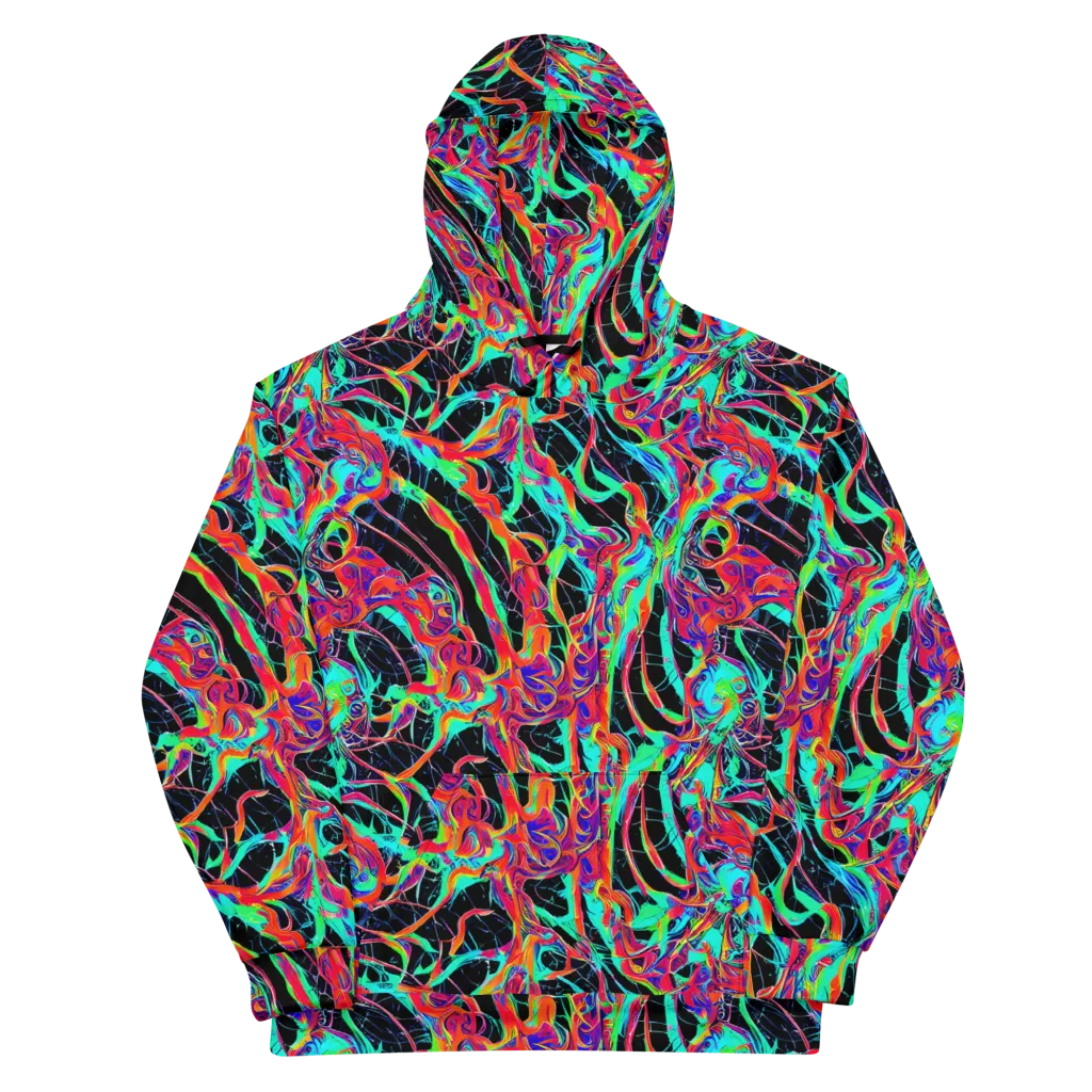 Fluorescent Rapture on Cotton Hoodie — Front
