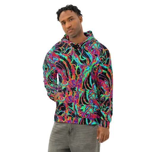 Fluorescent Rapture on a Cotton Hoodie