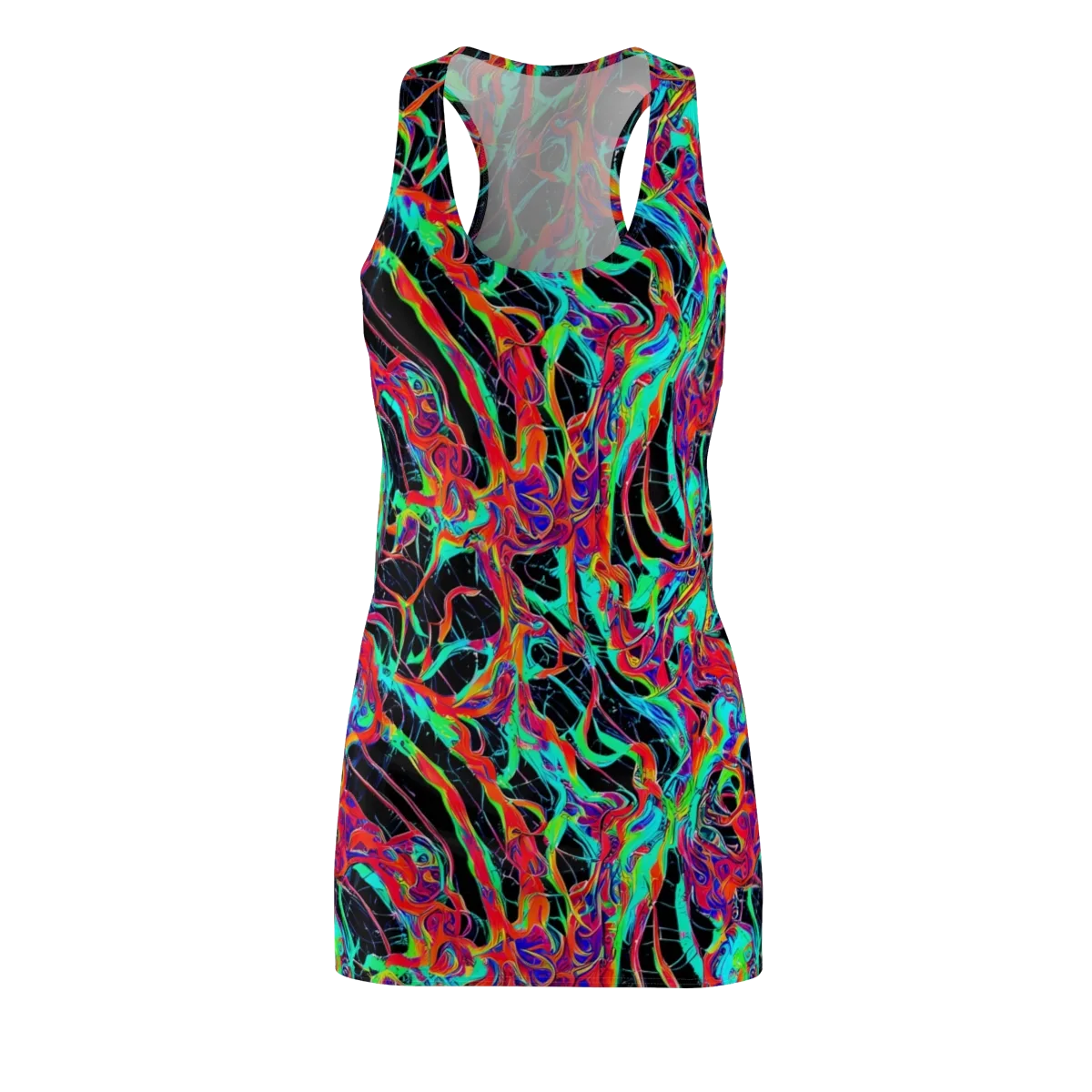 Fluorescent Rapture on Racerback Dress — Front