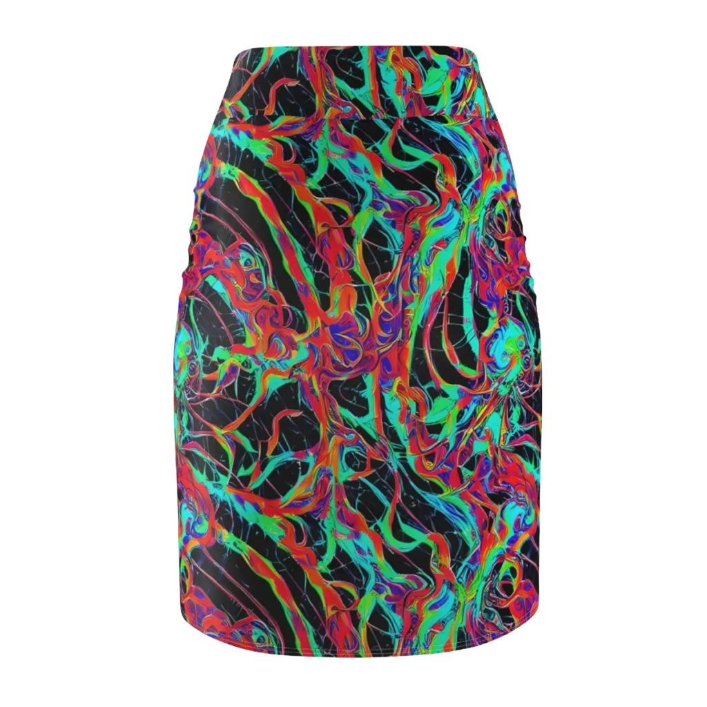 Fluorescent Rapture on Pencil Skirt — Back
