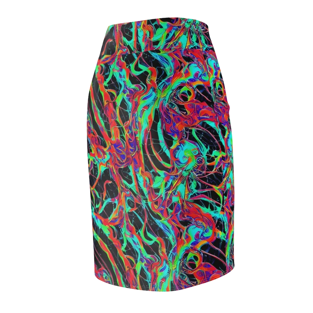 Fluorescent Rapture on Pencil Skirt — Back Side