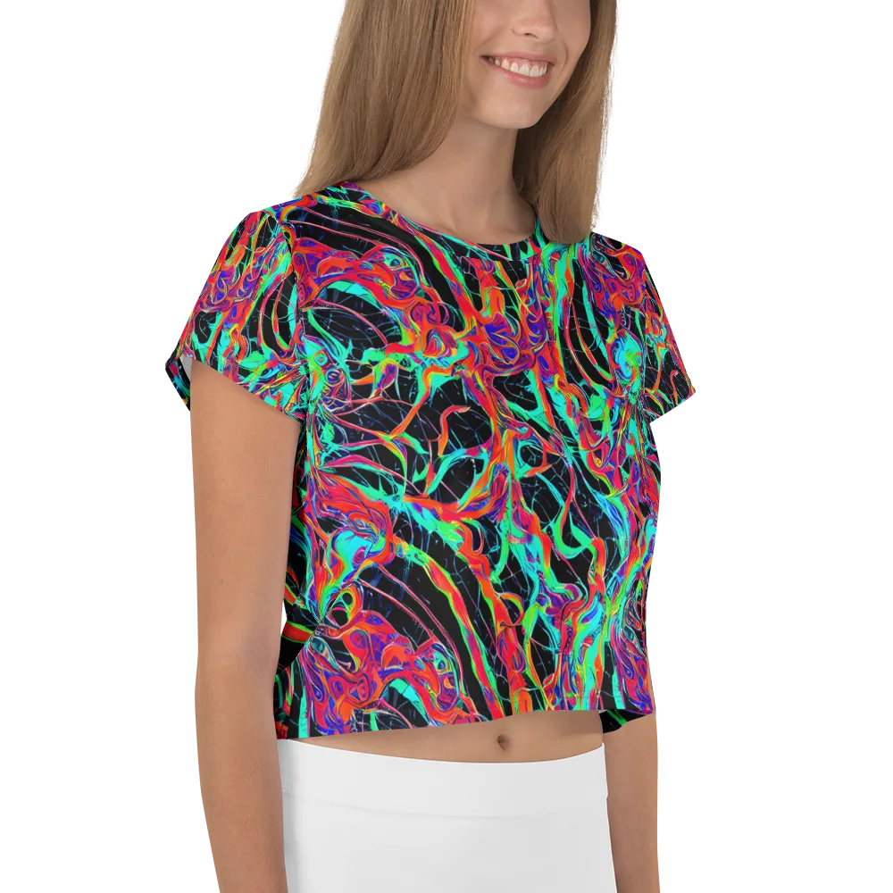 Fluorescent Rapture on Crop Tee — Right