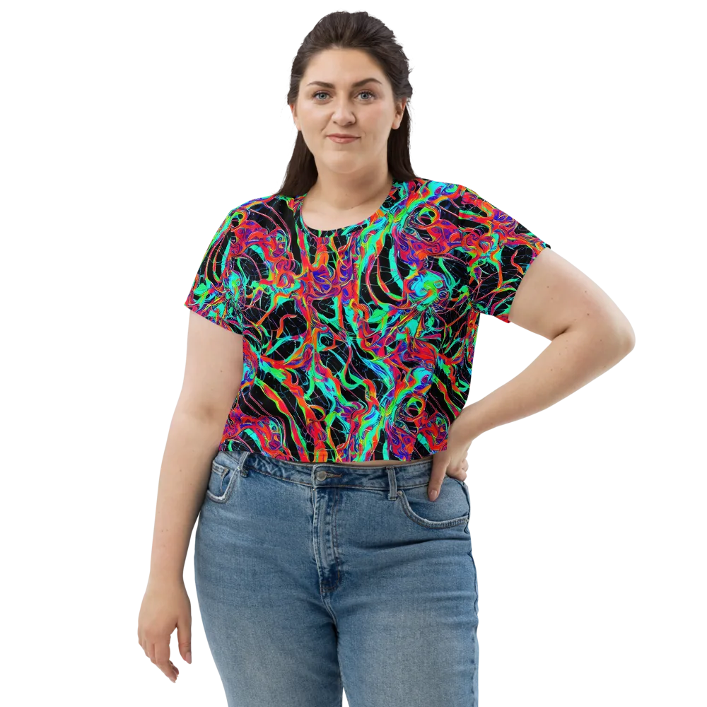 Fluorescent Rapture on Crop Tee — Front