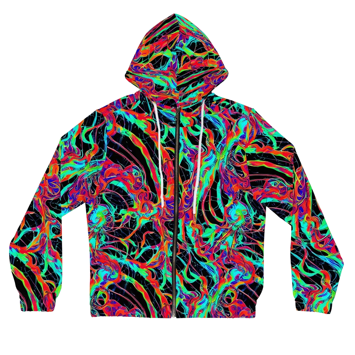 Fluorescent Rapture on Women's Full-Zip Hoodie — Front