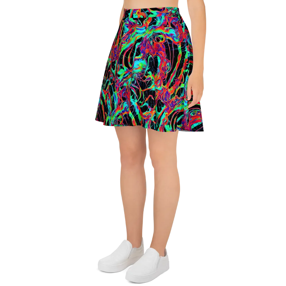 Fluorescent Rapture on Skater Skirt — Left