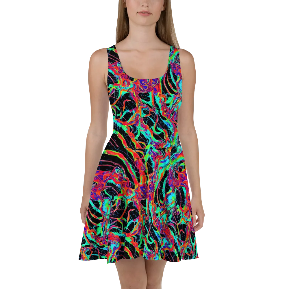 Fluorescent Rapture on Skater Dress — Front