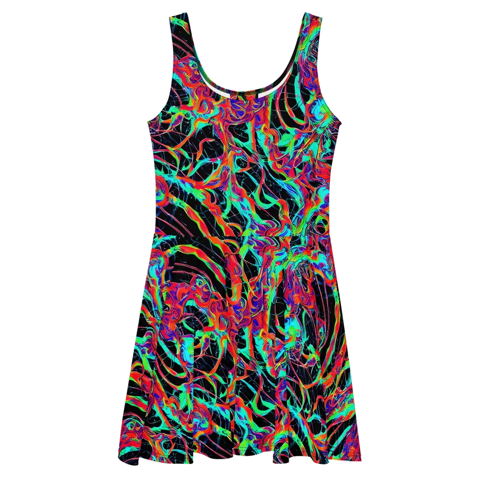 Fluorescent Rapture on Skater Dress — Front