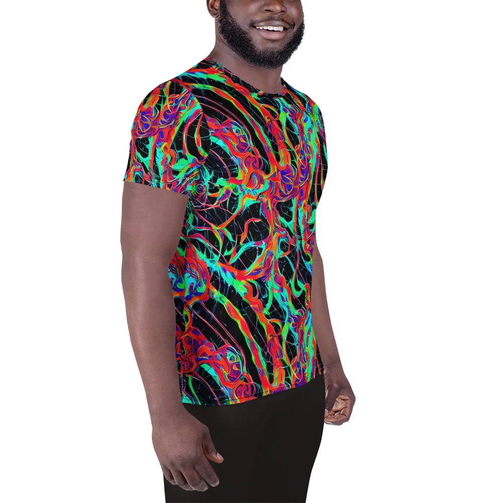 Fluorescent Rapture on Men's Athletic T-Shirt — Right