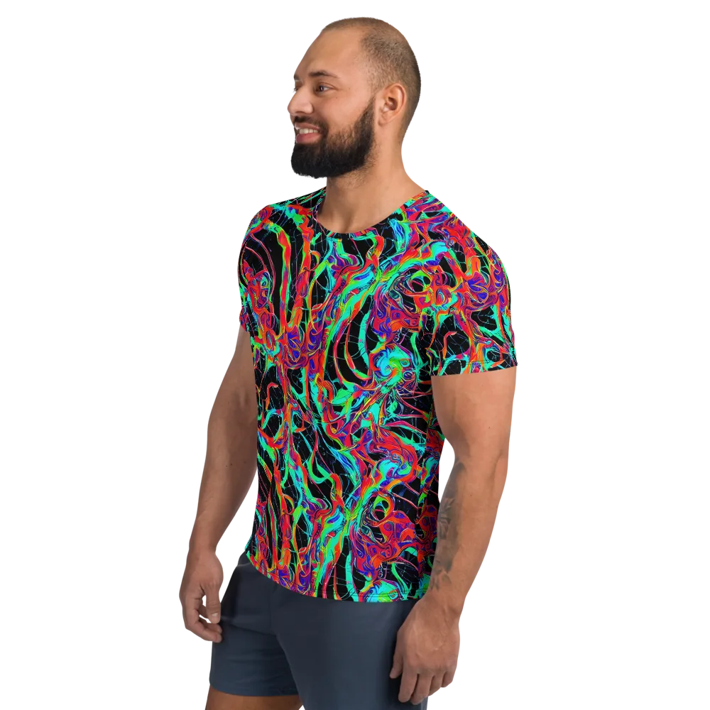 Fluorescent Rapture on Men's Athletic T-Shirt — Left
