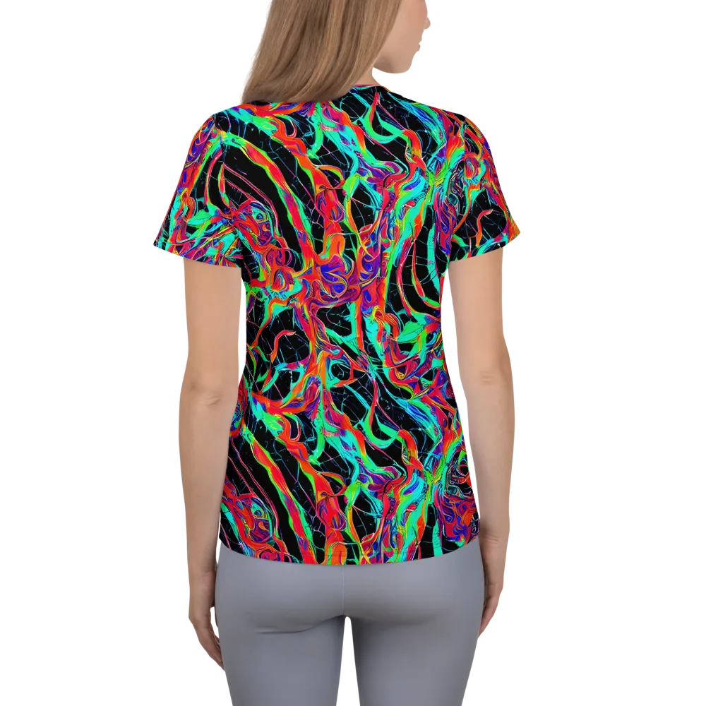Fluorescent Rapture on Women's Athletic T-Shirt — Back