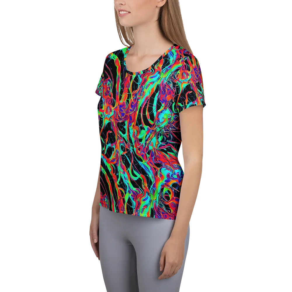 Fluorescent Rapture on Women's Athletic T-Shirt — Left
