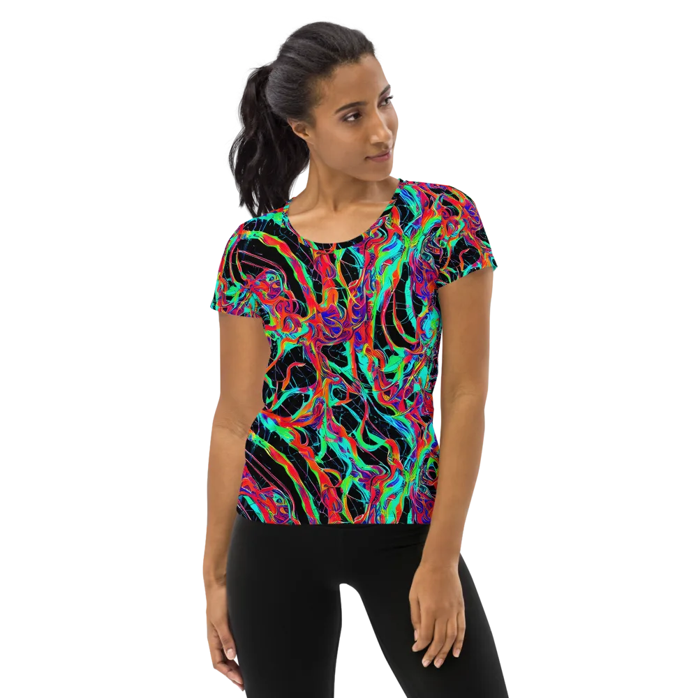 Fluorescent Rapture on Women's Athletic T-Shirt — Front