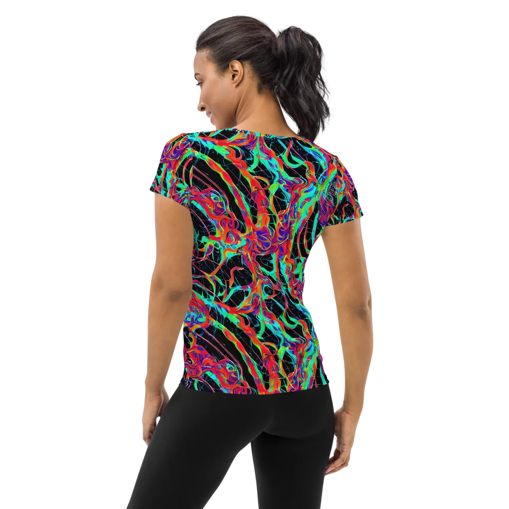 Fluorescent Rapture on Women's Athletic T-Shirt — Back