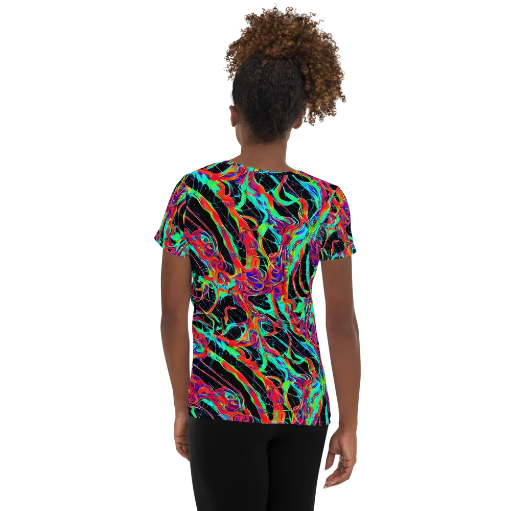 Fluorescent Rapture on Women's Athletic T-Shirt — Back
