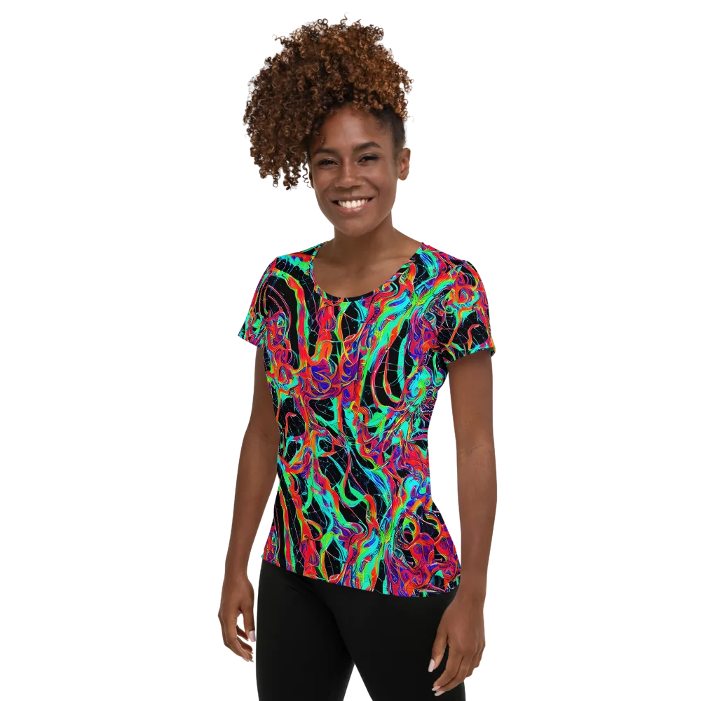 Fluorescent Rapture on Women's Athletic T-Shirt — Left