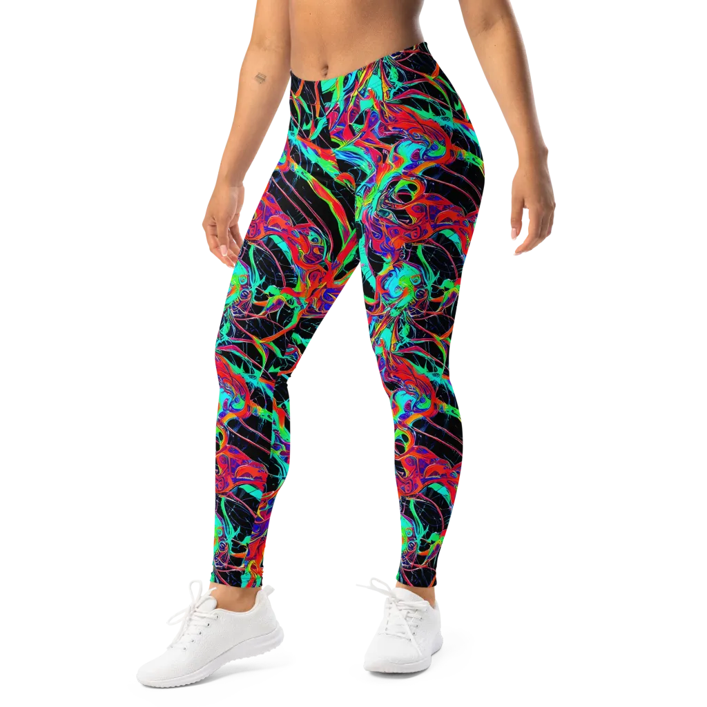 Fluorescent Rapture on Leggings — Left Front
