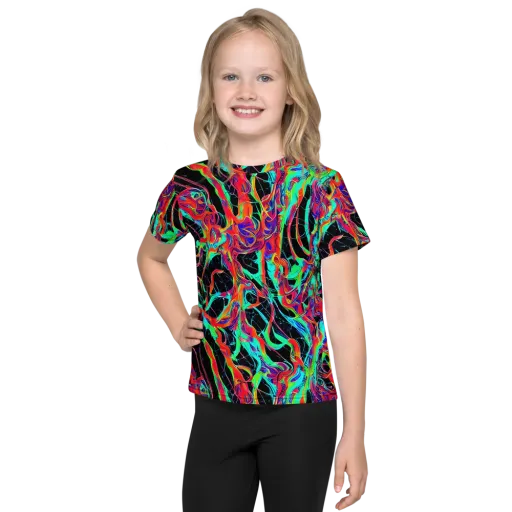 Fluorescent Rapture on a Kids Crew Neck T-Shirt