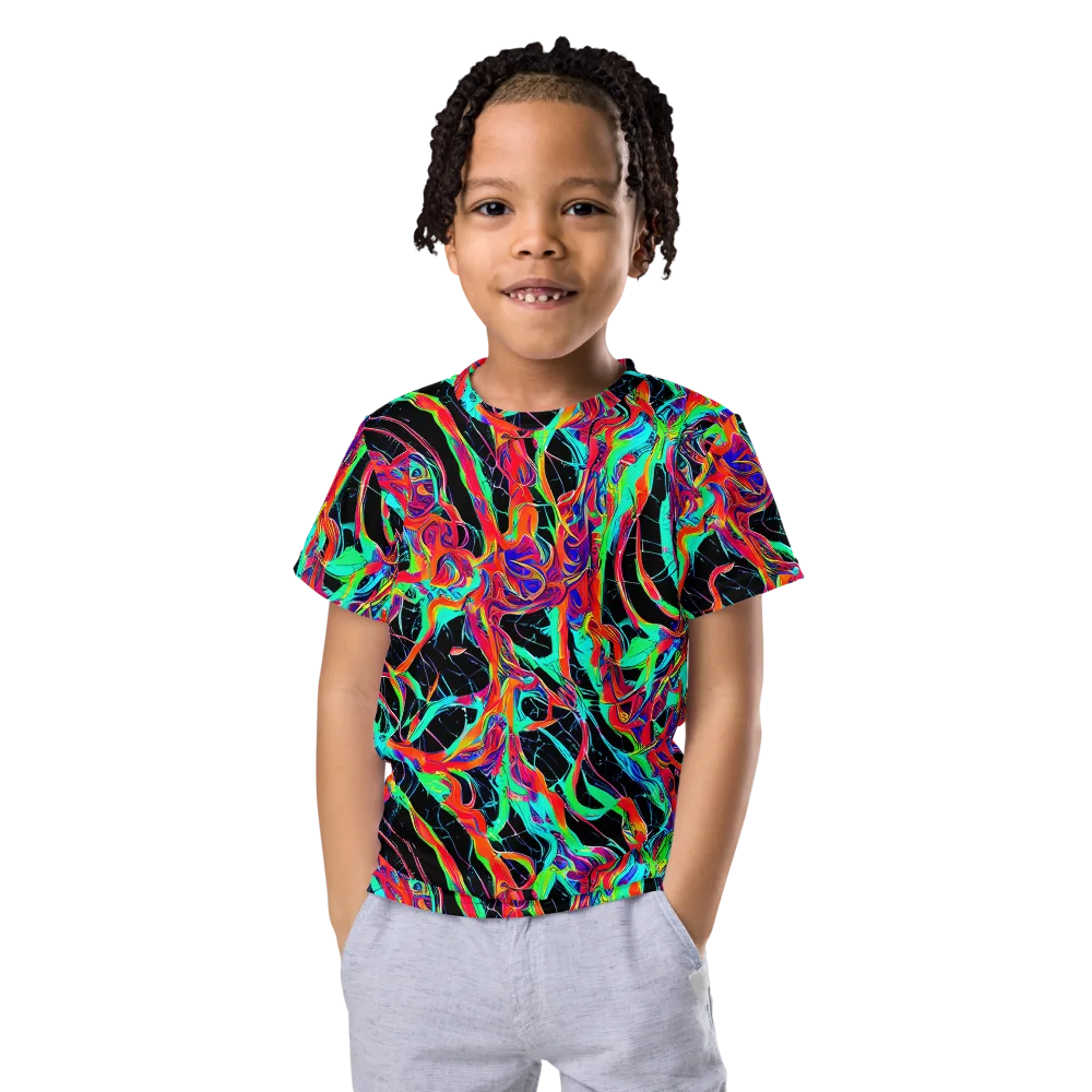 Fluorescent Rapture on Kids Crew Neck T-Shirt — Front
