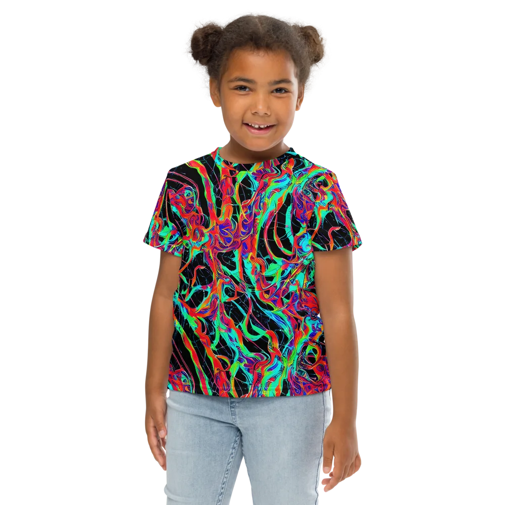 Fluorescent Rapture on Kids Crew Neck T-Shirt — Front