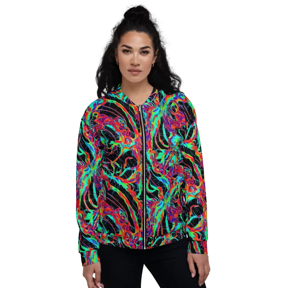 Fluorescent Rapture on Bomber Jacket — Front