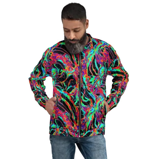 Fluorescent Rapture on a Bomber Jacket