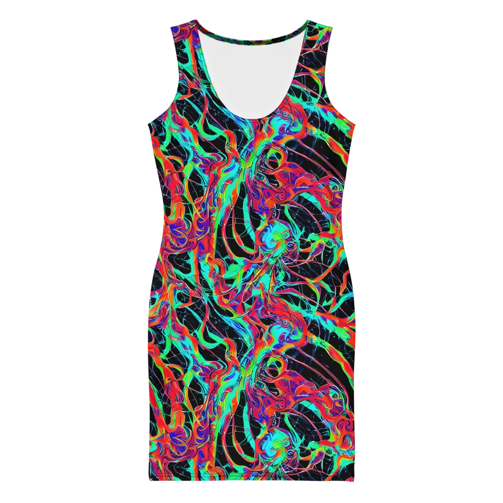 Fluorescent Rapture on Bodycon Dress — Front