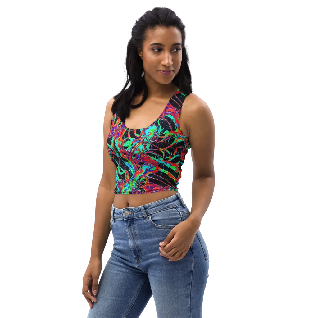 Fluorescent Rapture on Crop Top — Left Front