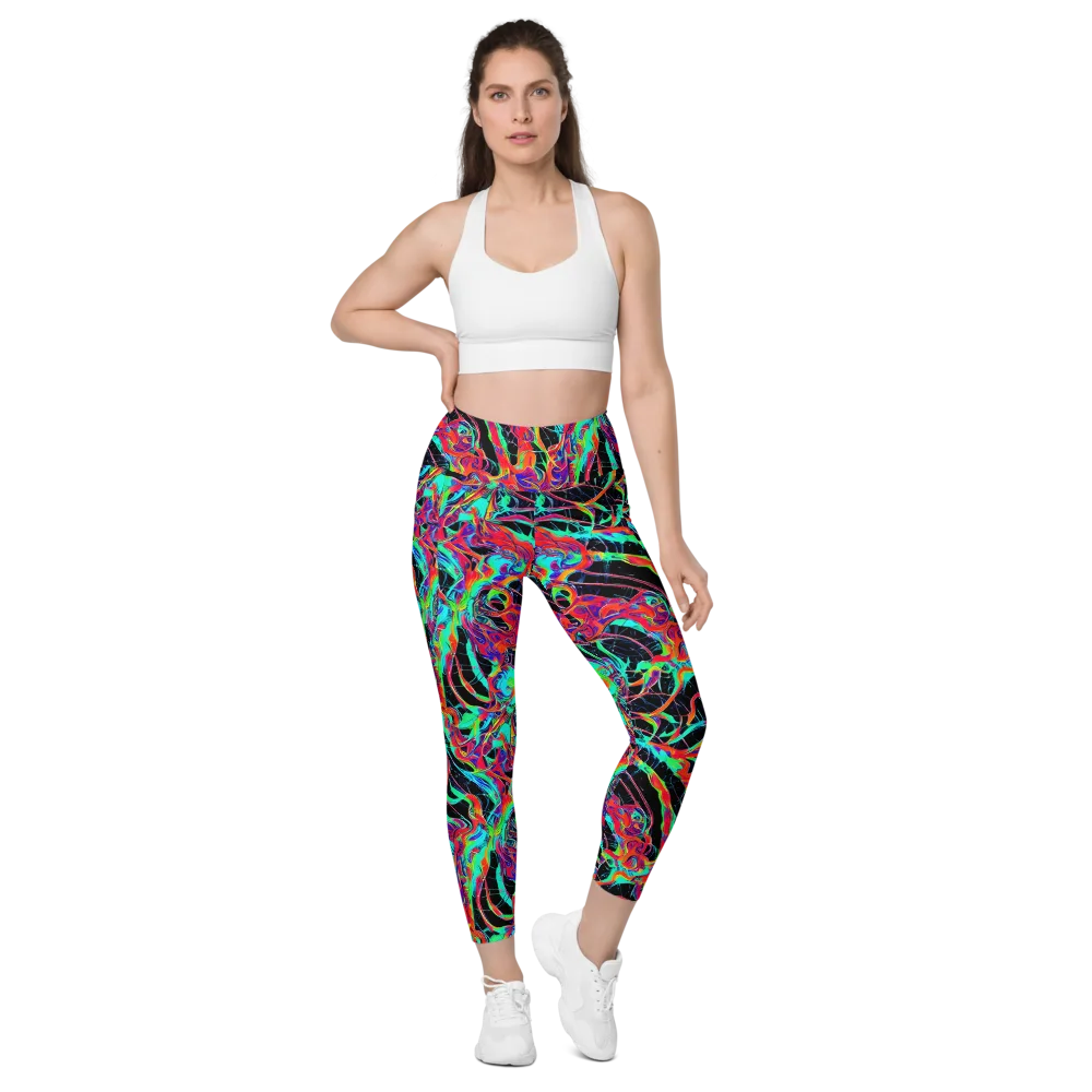 Fluorescent Rapture on Leggings with Pockets — Front