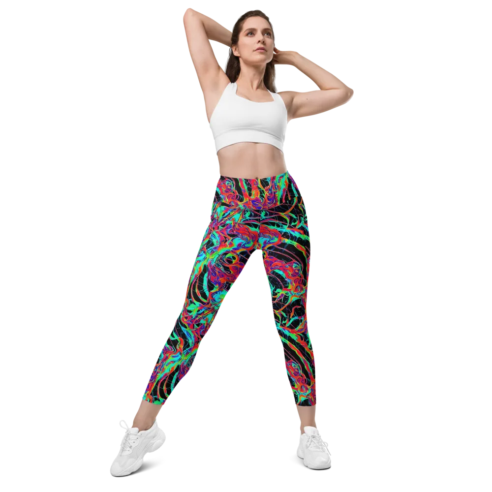 Fluorescent Rapture on Leggings with Pockets — Front
