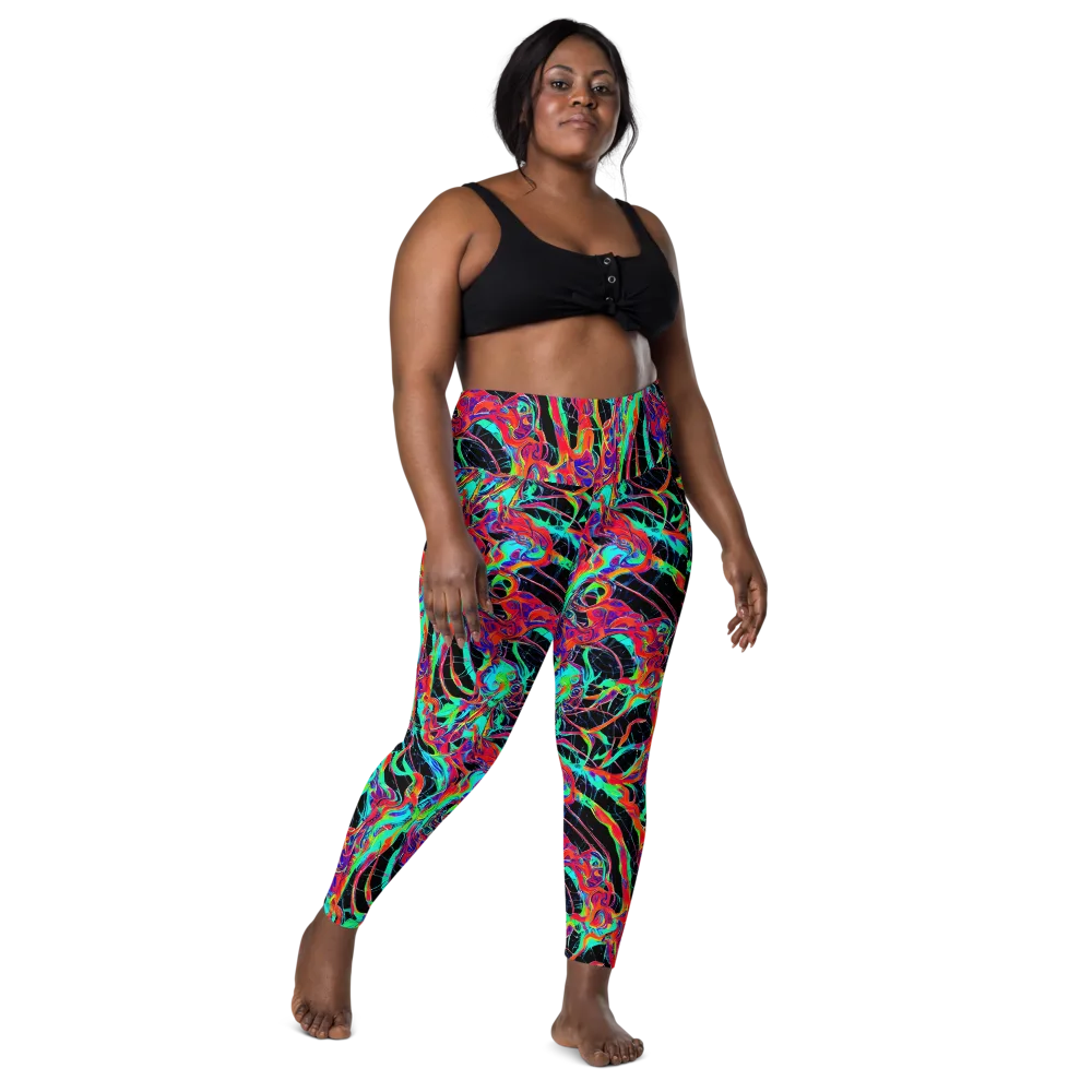 Fluorescent Rapture on Leggings with Pockets — Front