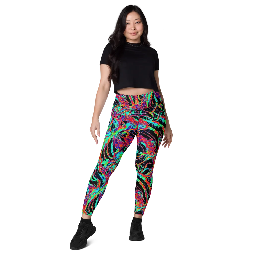 Fluorescent Rapture on Leggings with Pockets — Front