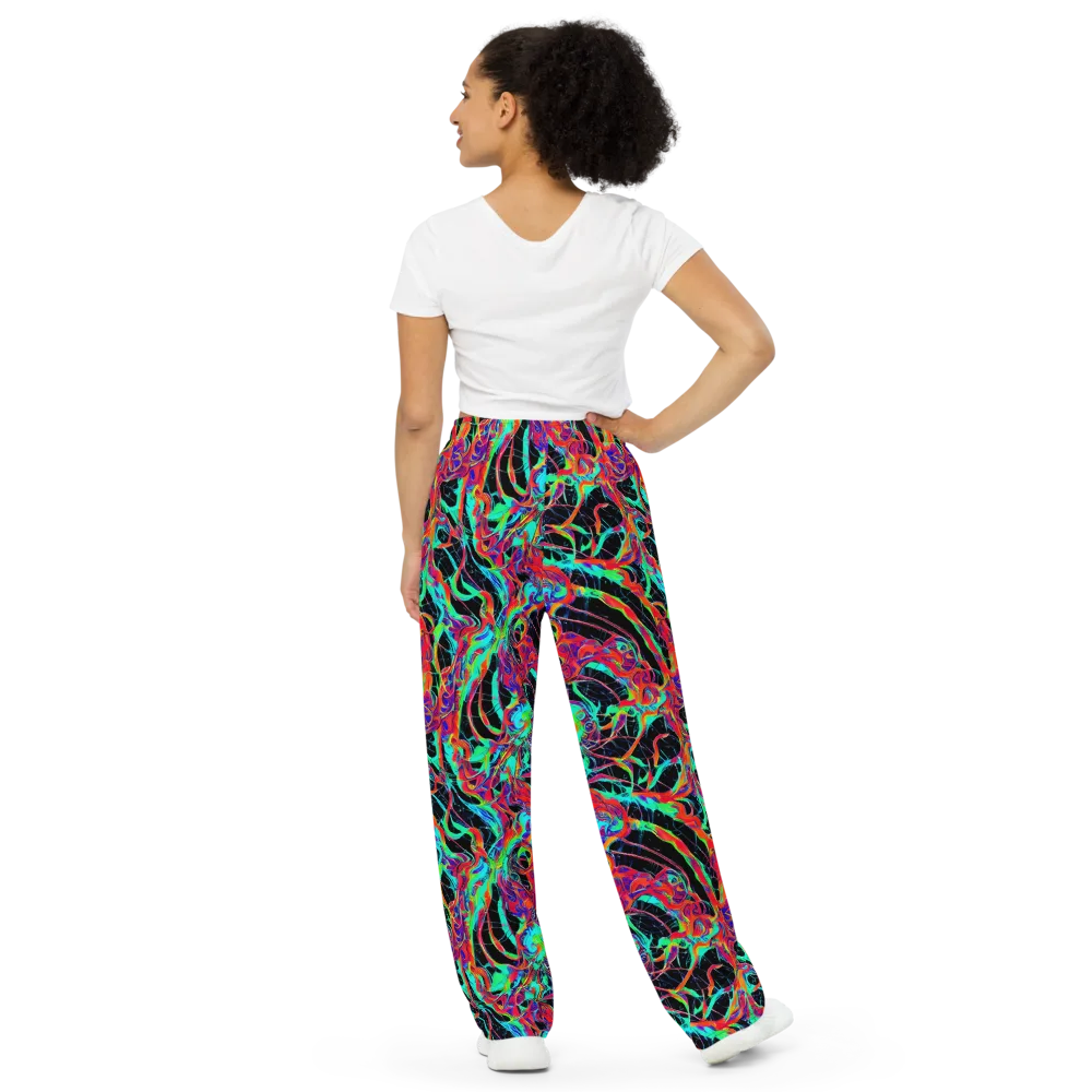 Fluorescent Rapture on Wide-Leg Pants — Back