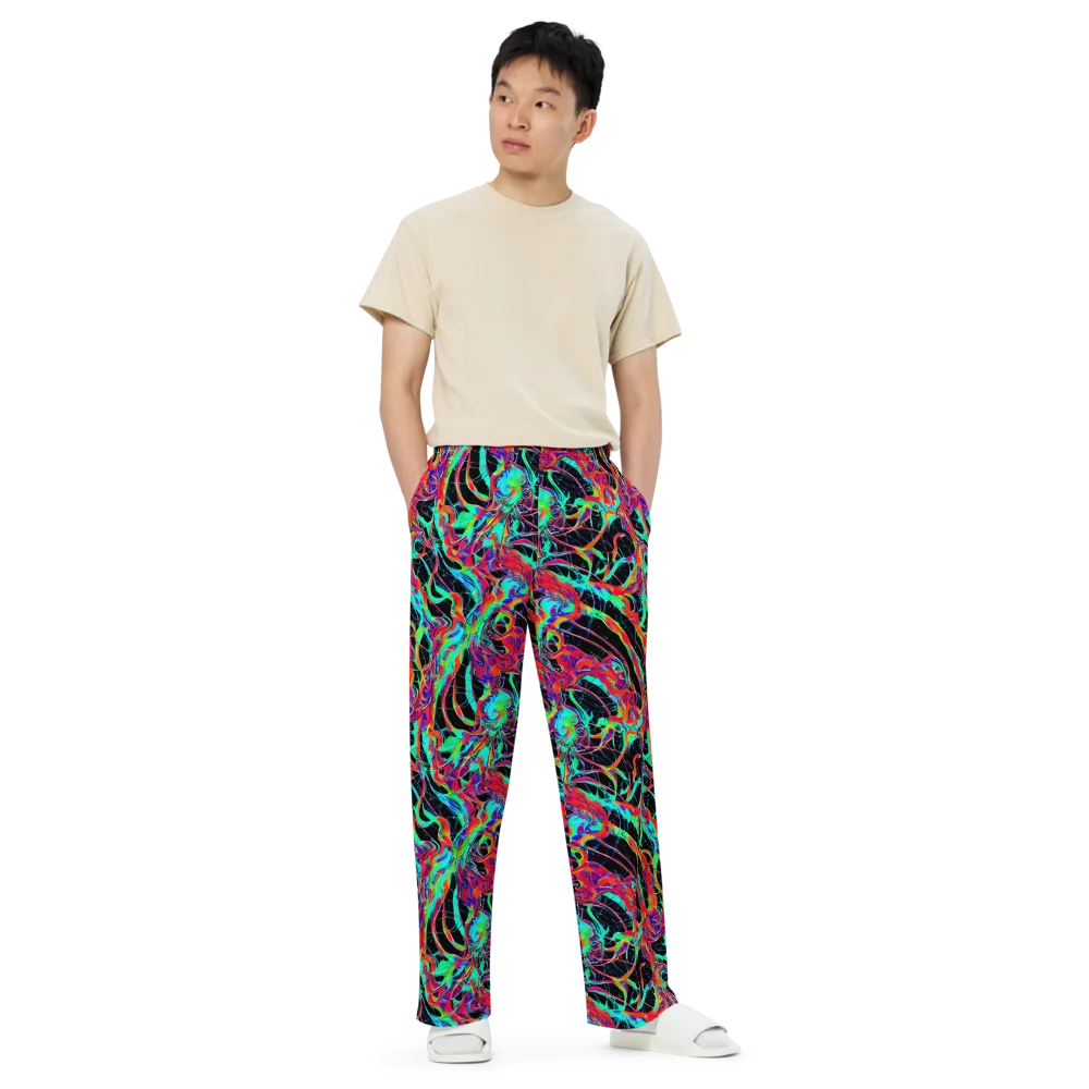 Fluorescent Rapture on Wide-Leg Pants — Front