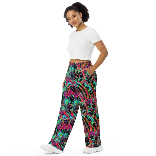 Fluorescent Rapture on a Wide-Leg Pants