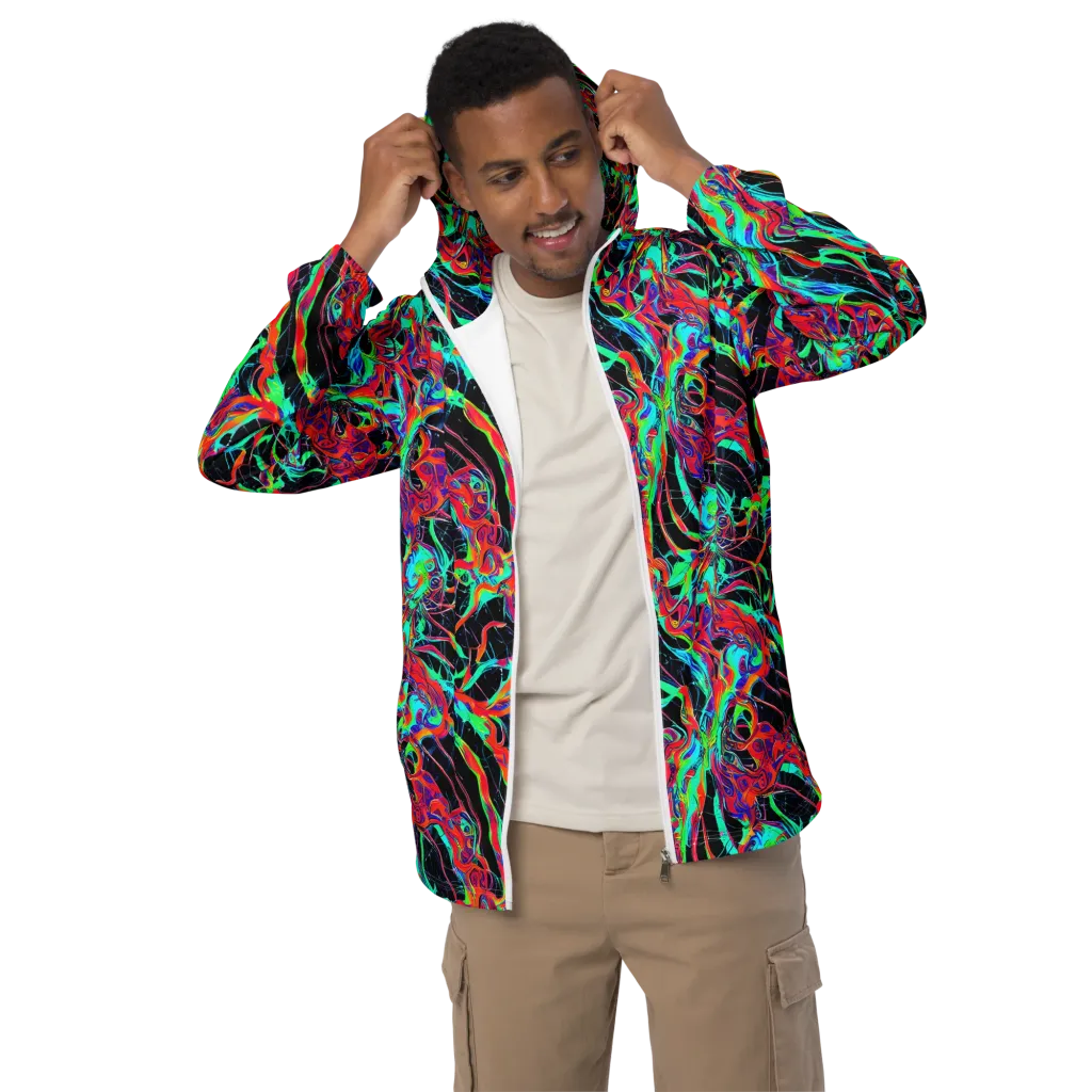Fluorescent Rapture on Men's Windbreaker — Front