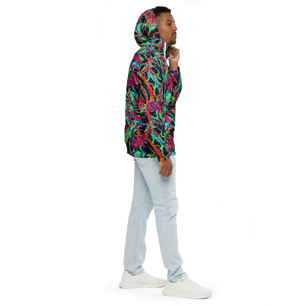 Fluorescent Rapture on Men's Windbreaker — Right