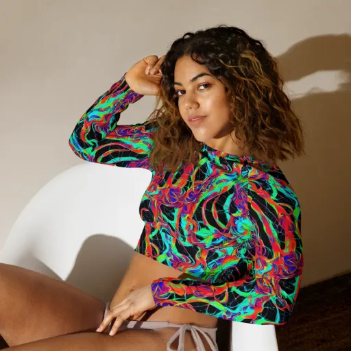 Fluorescent Rapture on a Long Sleeve Crop Top