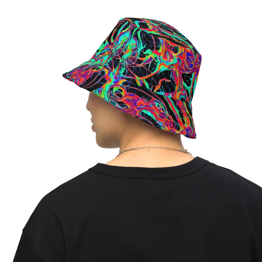 Fluorescent Rapture on Reversible Bucket Hat — Back Inside