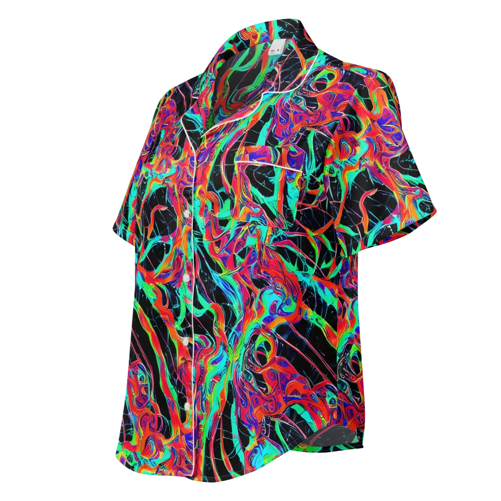 Fluorescent Rapture on Women's Short Sleeve Pajama Top — Left Front