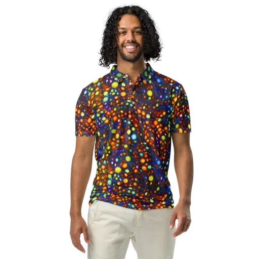 Electric Pebble on a Men's Slim Fit Polo Shirt