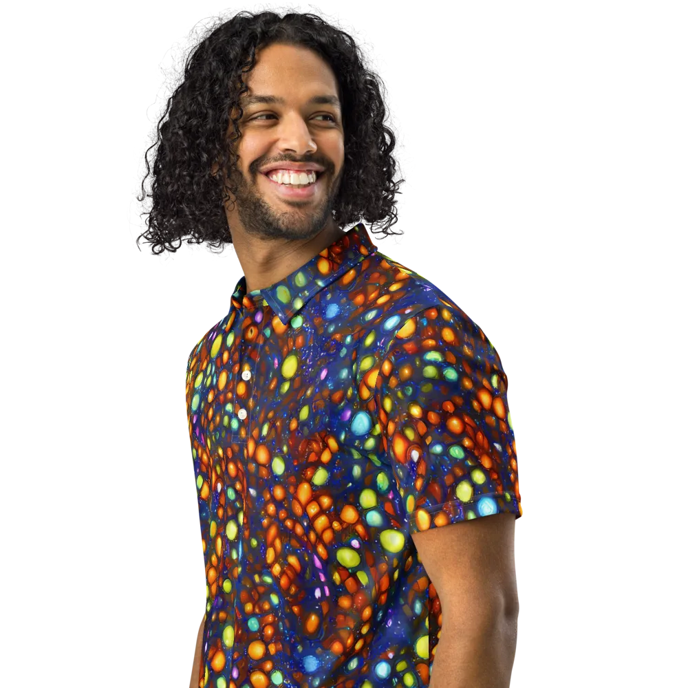 Electric Pebble on Men's Slim Fit Polo Shirt — Left Front