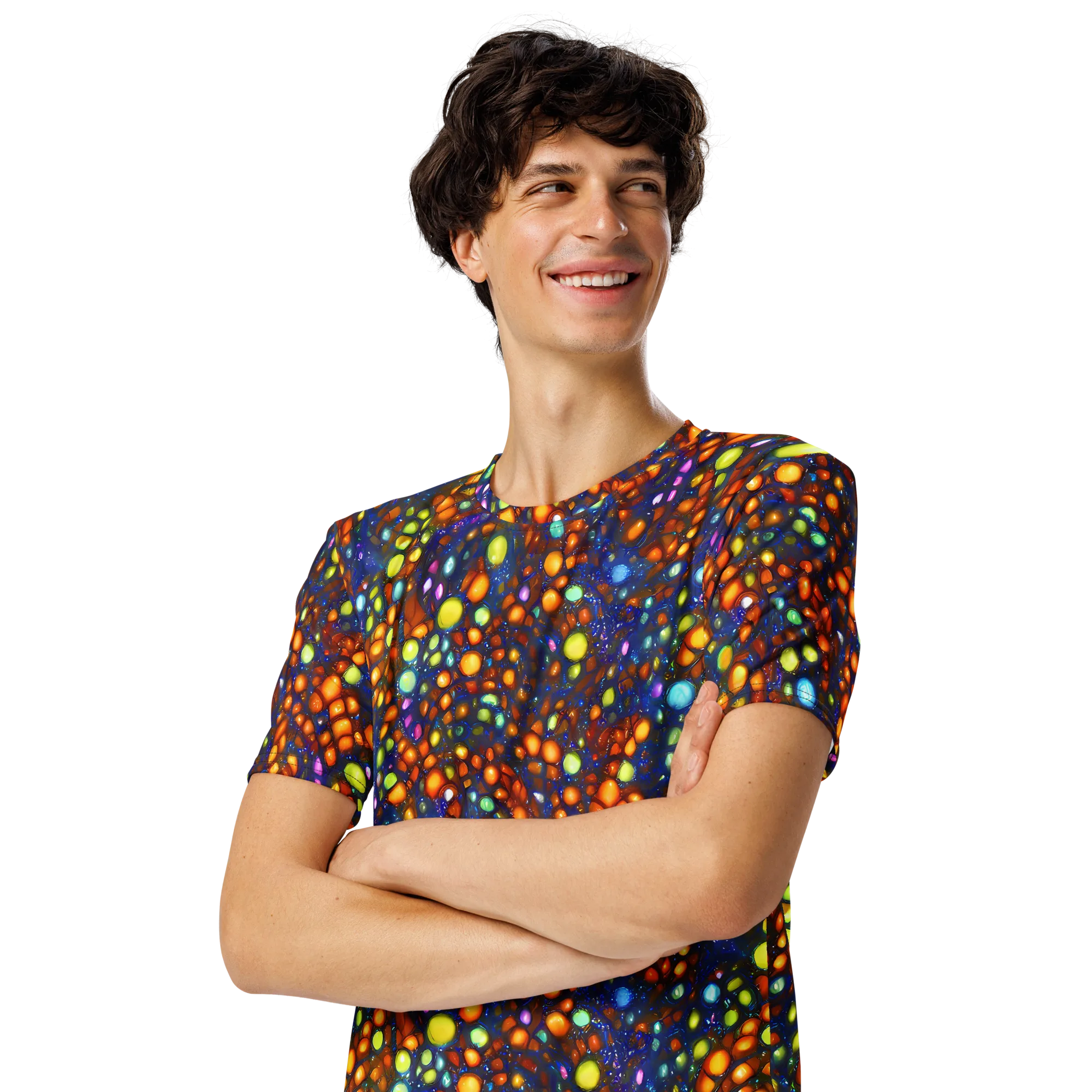 Electric Pebble on Men's Crew Neck T-Shirt — Left Front