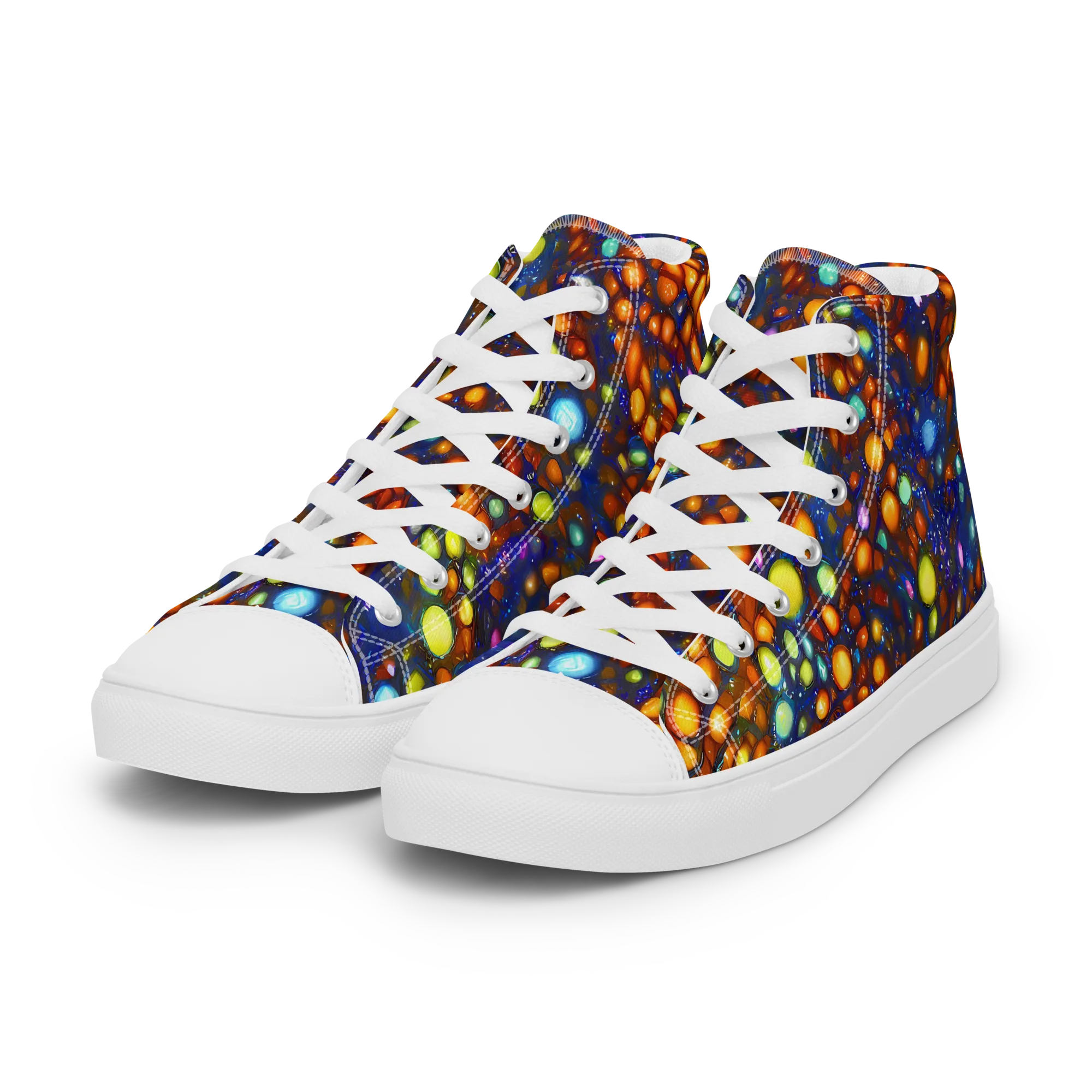 Electric Pebble on Women's High Top Canvas Shoes — Left Front