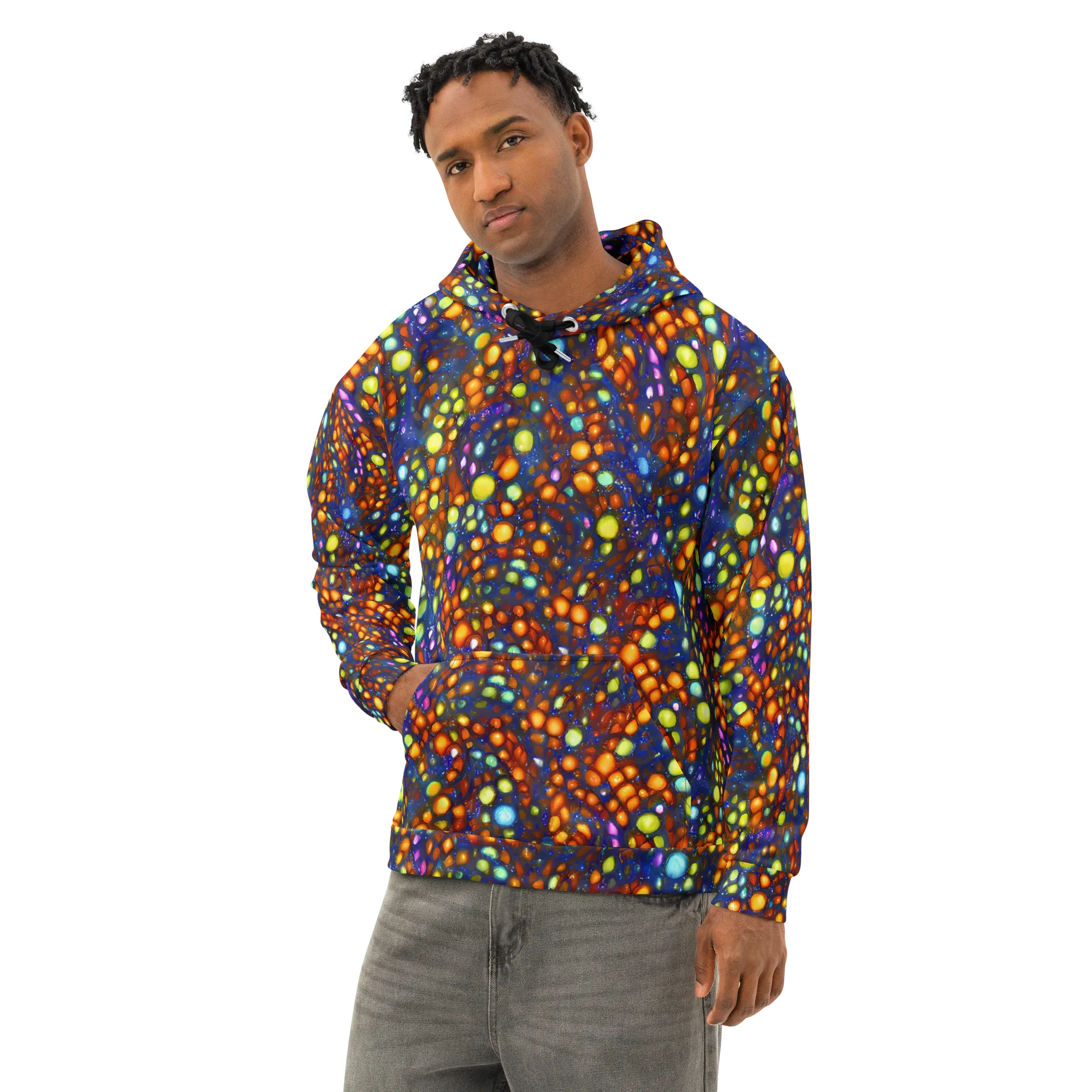 Electric Pebble on Cotton Hoodie — Left Front