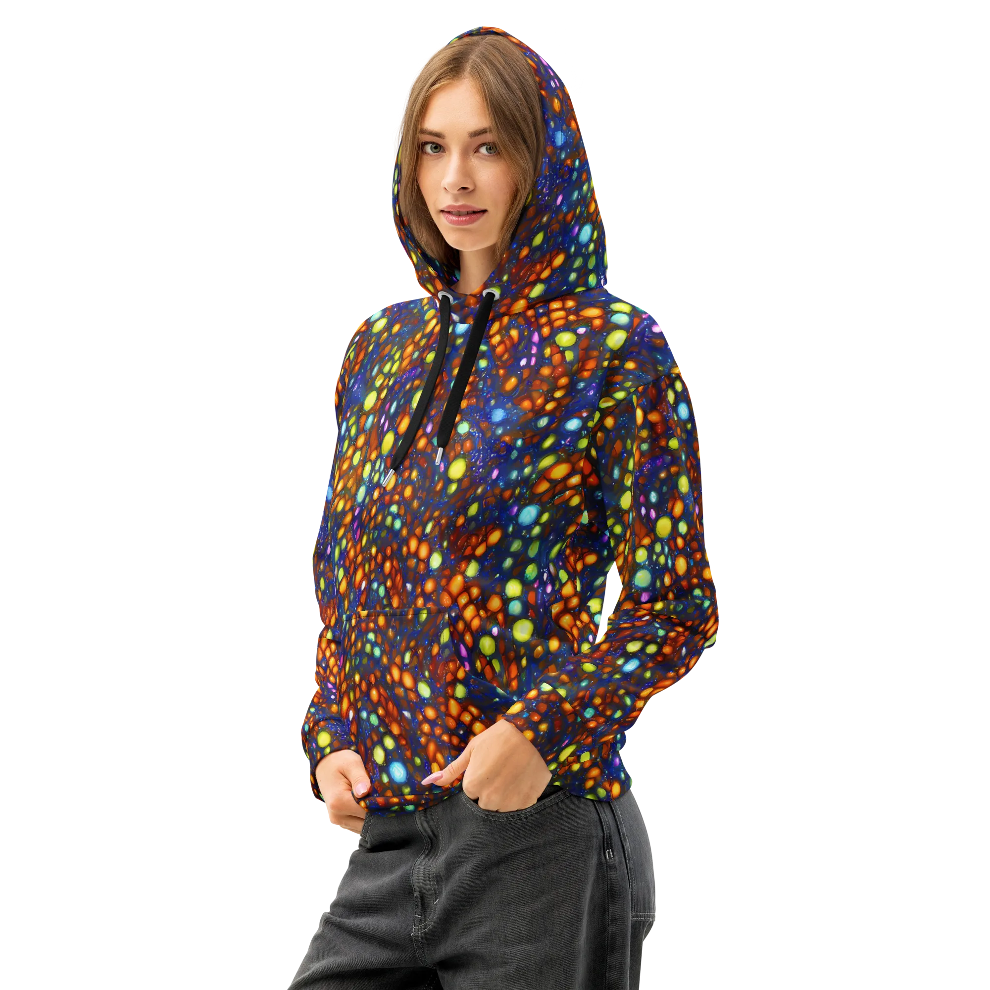 Electric Pebble on Cotton Hoodie — Left Front